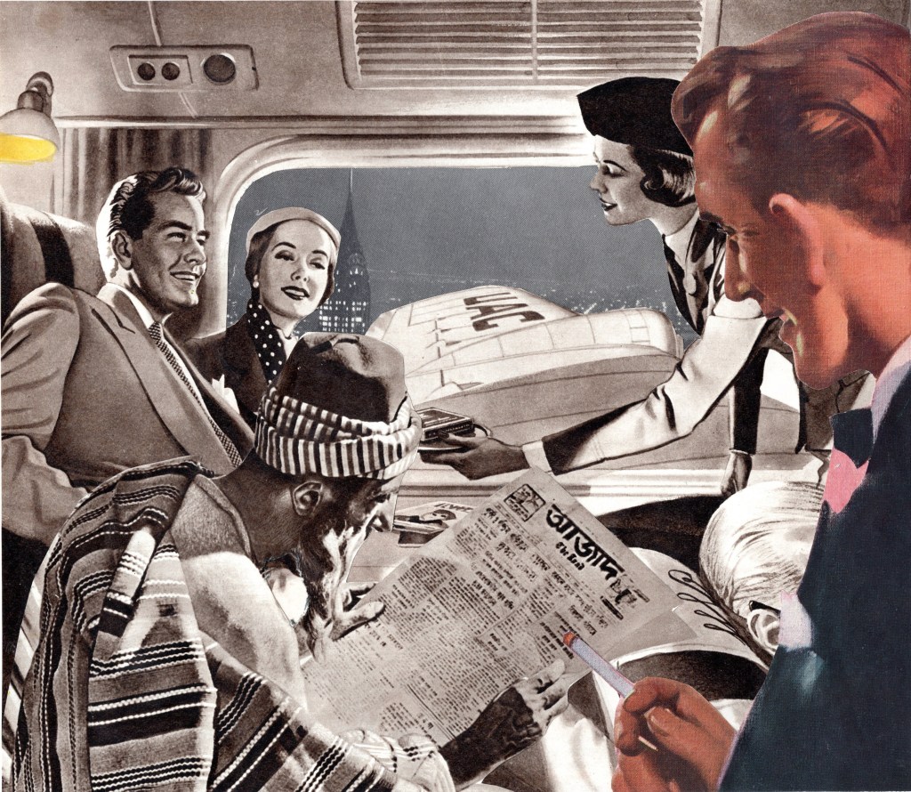 New York Cairo collage vintage collage planes people smoking stories art