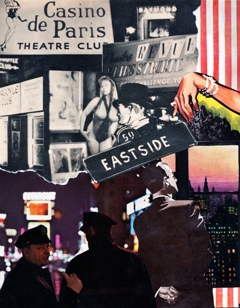 Curious collage night club men cops women sexy bright lights 