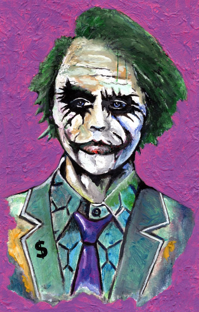 Chucky Joker art heath ledger inspired why so serious mixed media on paper