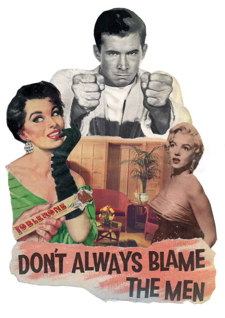 Marilyn Monroe collage Psycho chocolate vintage collage toblerone advertising concert art