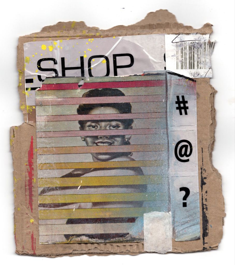 Cover girl vintage collage cardboard Korean poster barcode tape