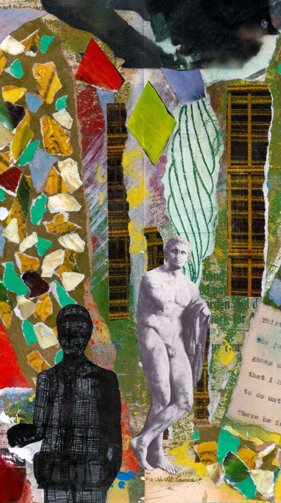 Dress making art collage statue vintage color 