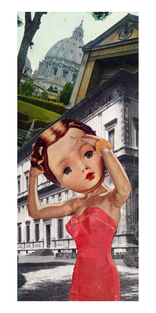 Inception collage art doll dream buildings art 